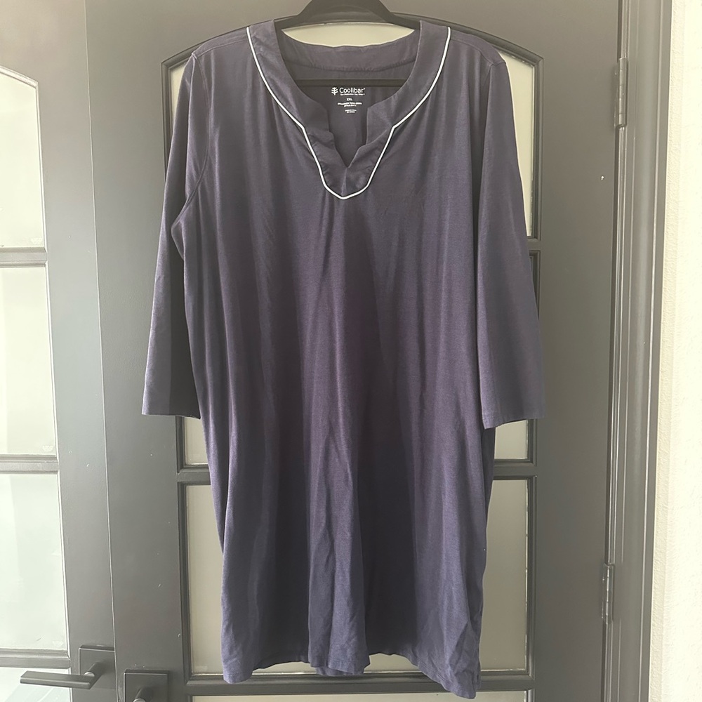 Coolibar UPF 50+ Oceanside tunic dress with 3/4 sleeves Navy size XXL